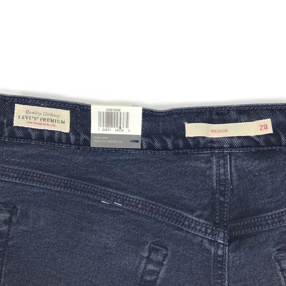 Levis Premium Women Denim Jean Wedgie Icon Ankle High Rise Taper Crop Black Blue - Picture 13 of 16